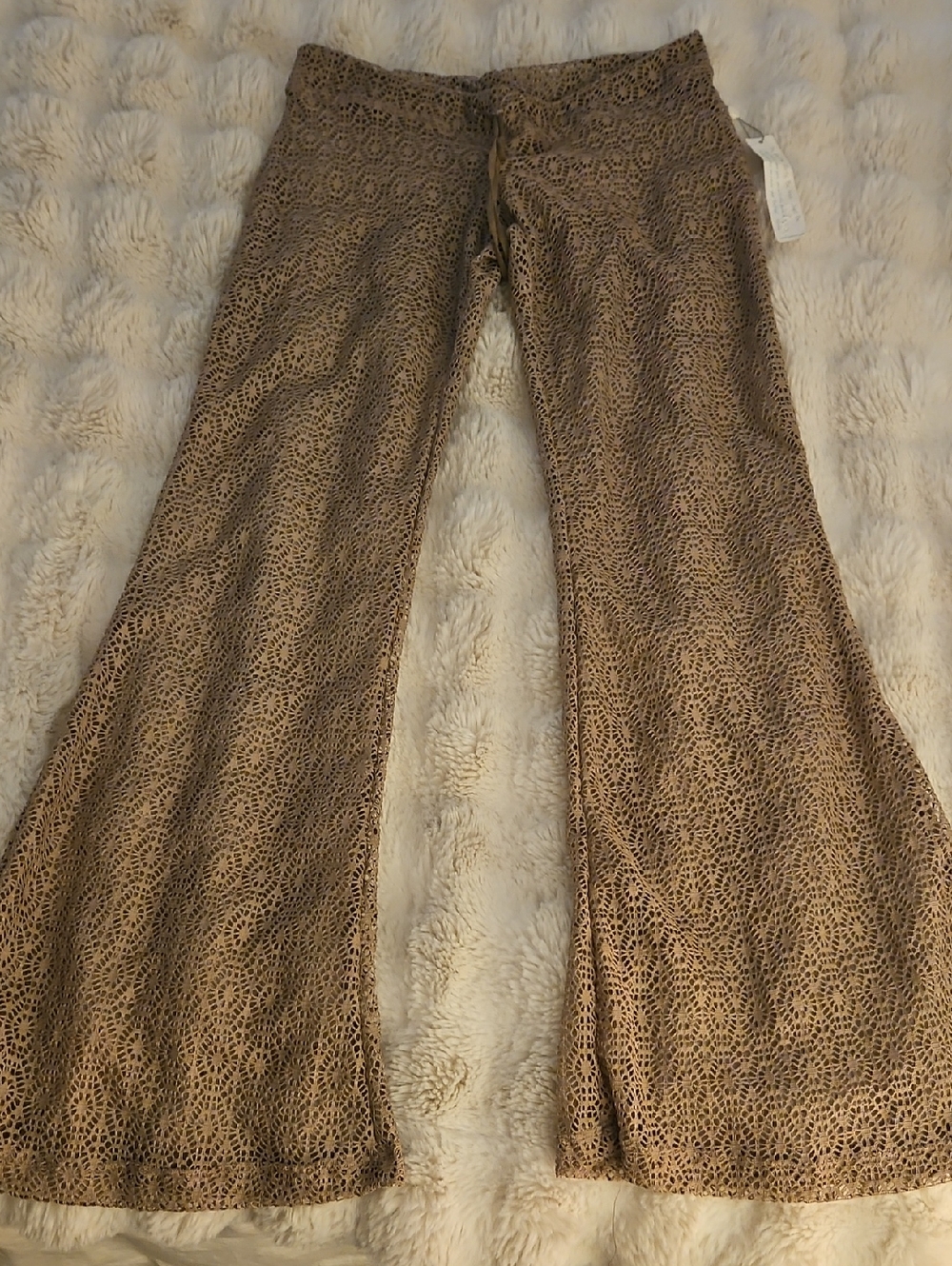Women's Brown Mesh Swim Cover-Up Pants